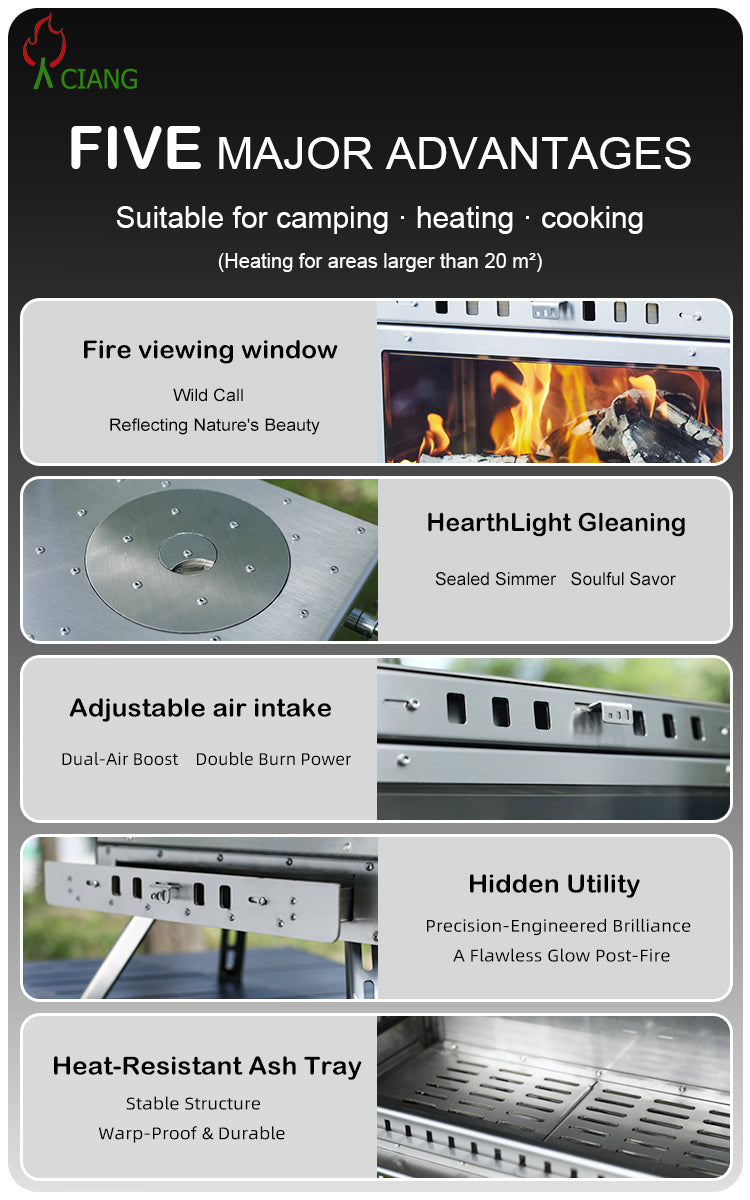 Stainless steel wood-burning camping stove CHL02