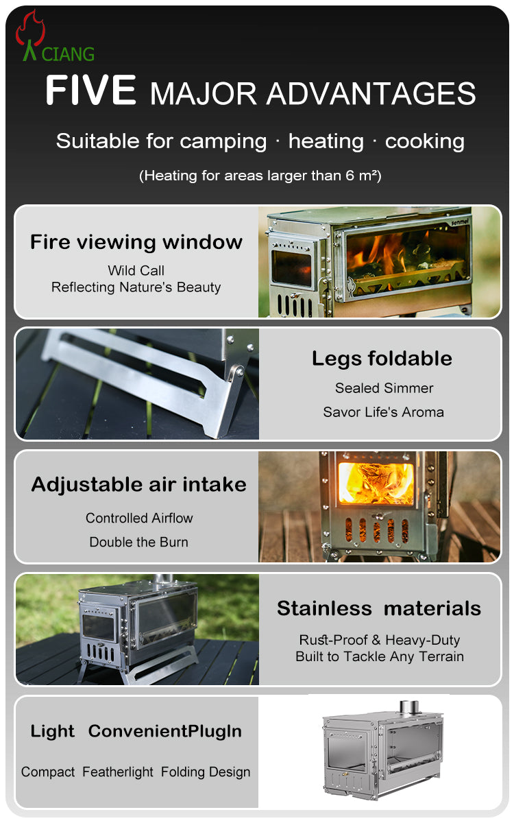 Stainless steel wood-burning camping stove CHL04/L