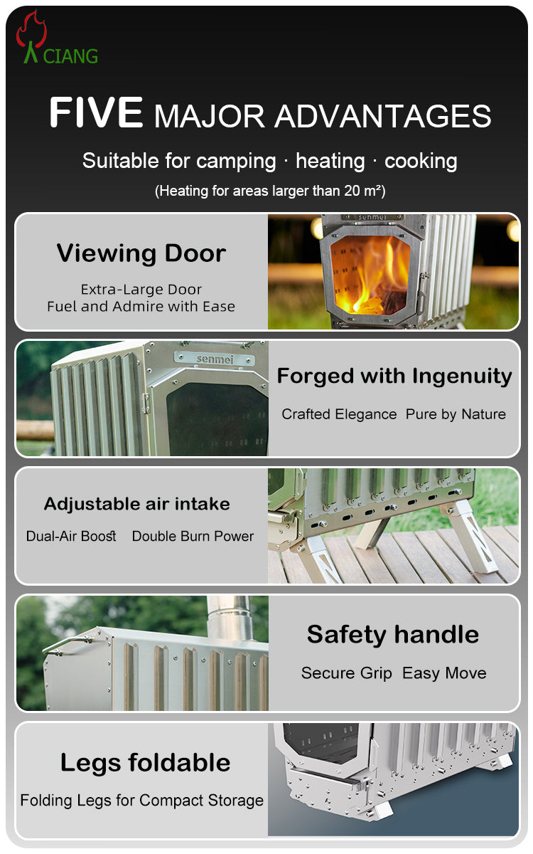 Stainless steel wood-burning camping stove CHL06