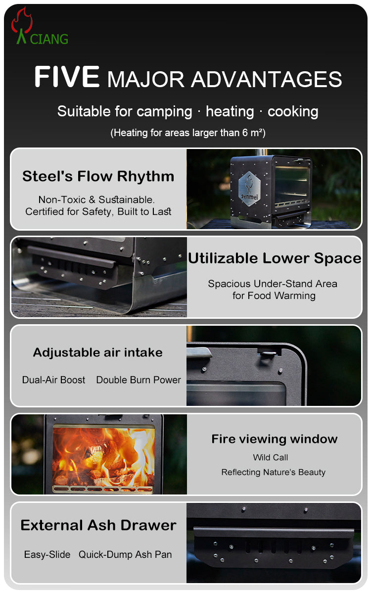 Steel wood-burning camping stove CHL07