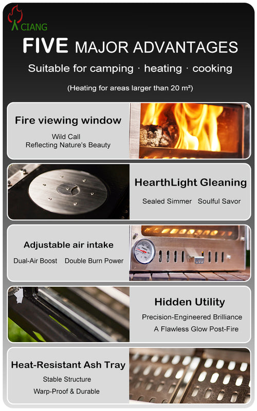 Black cast iron wood-burning camping stove CHL09