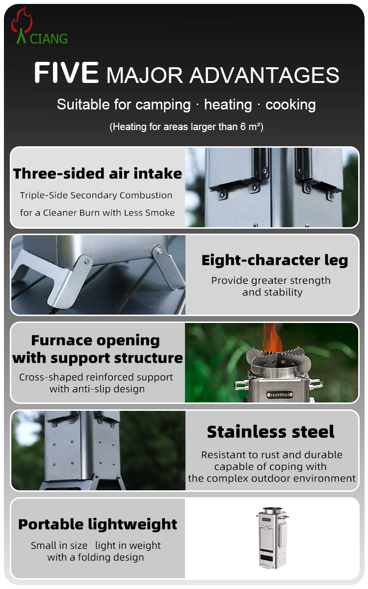 Stainless steel wood-burning camping stove  HJL01