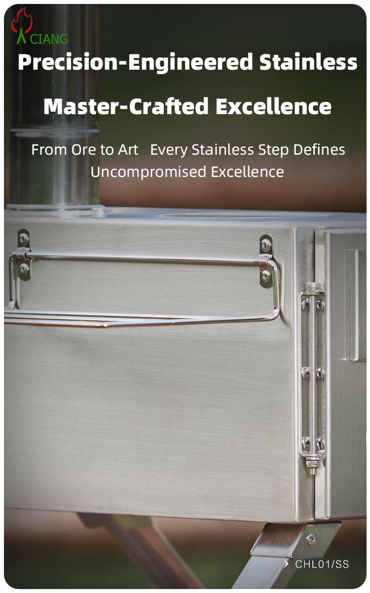 Stainless steel wood-burning camping stove CHL01/SS