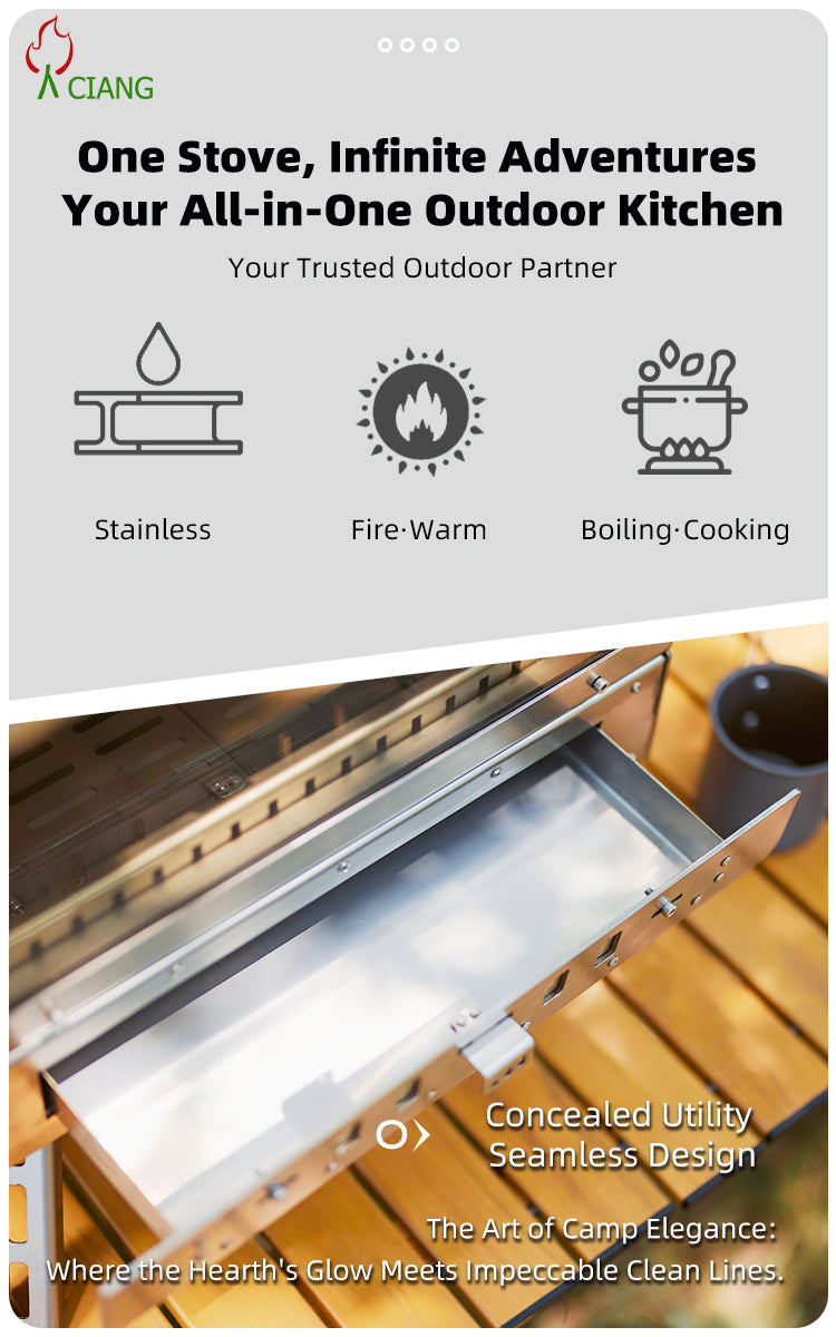 Stainless steel wood-burning camping stove CHL02S2