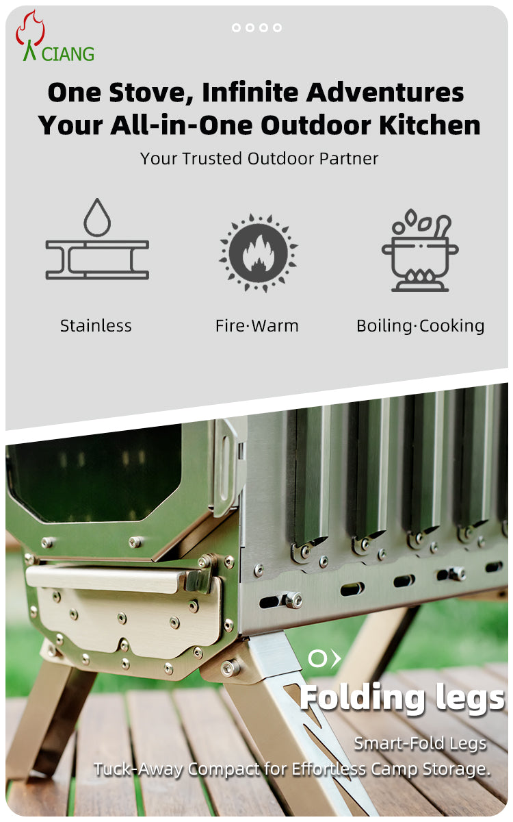 Stainless steel wood-burning camping stove CHL06