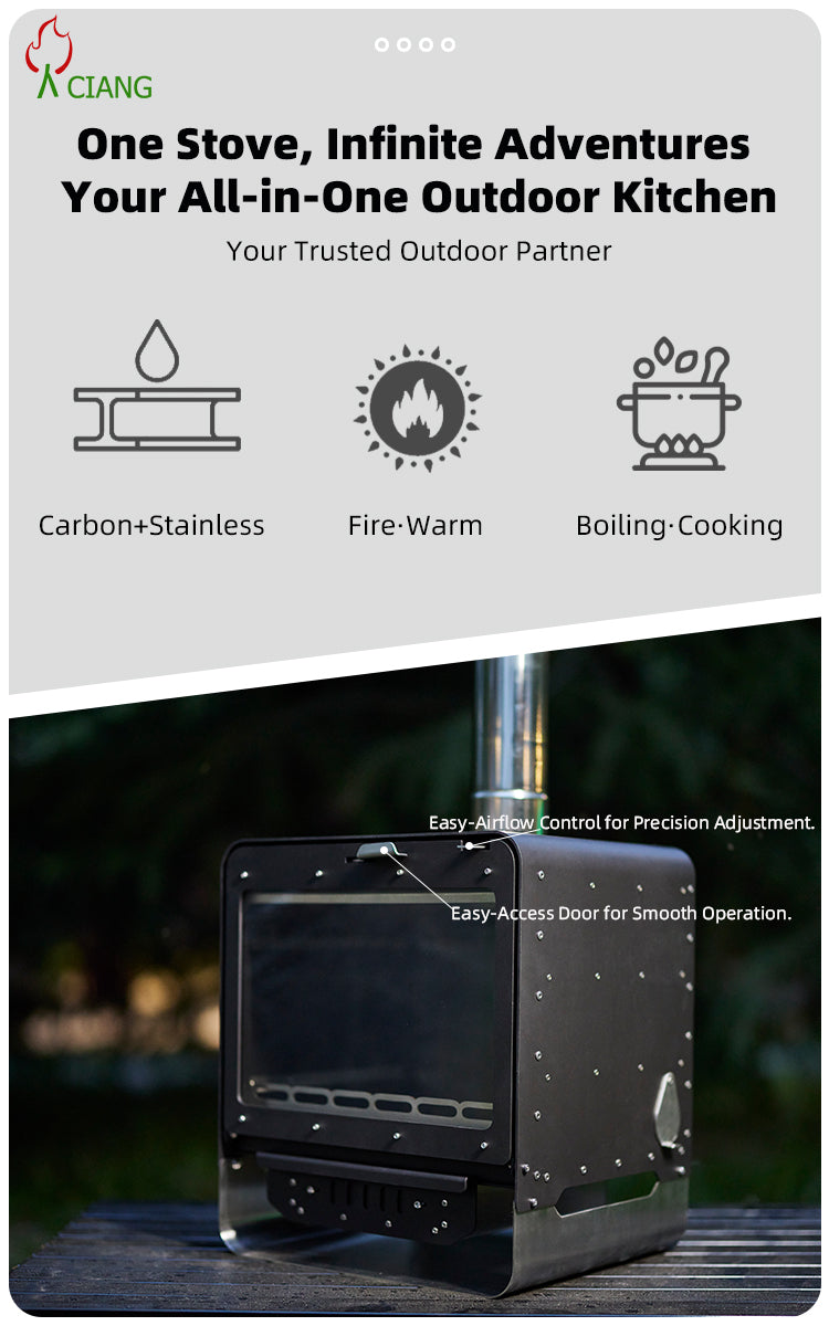 Steel wood-burning camping stove CHL07