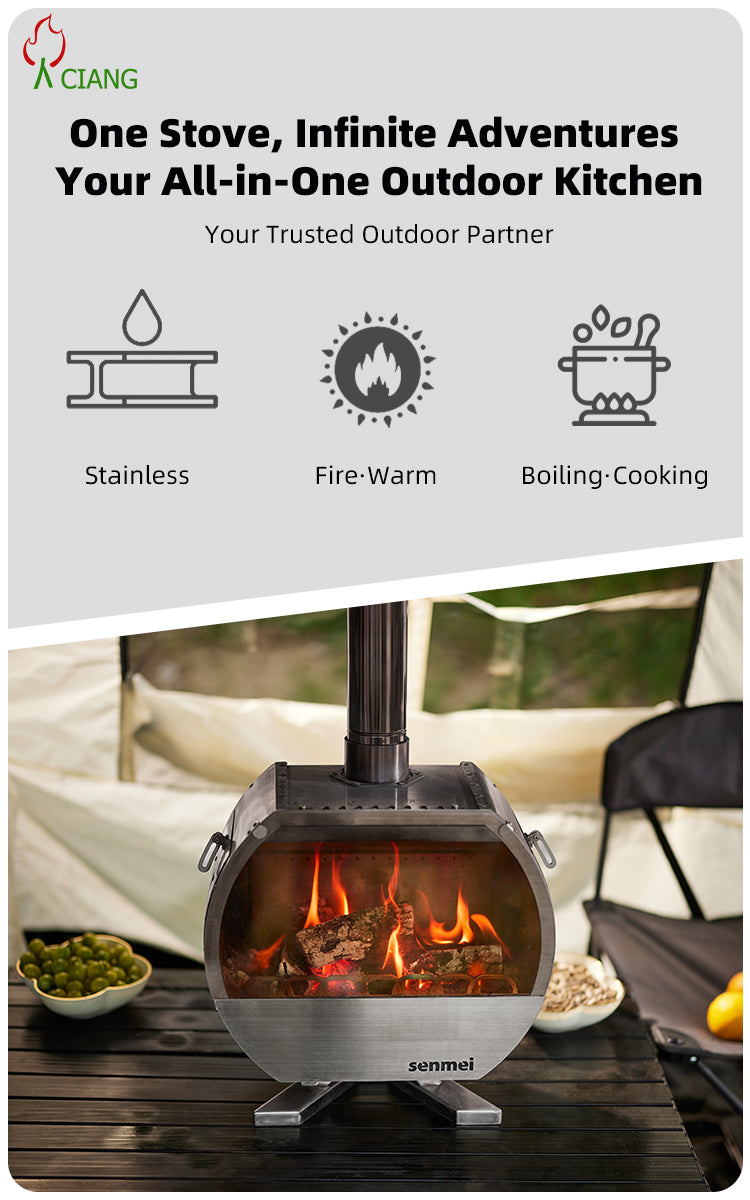 Stainless steel wood-burning camping stove CHL08