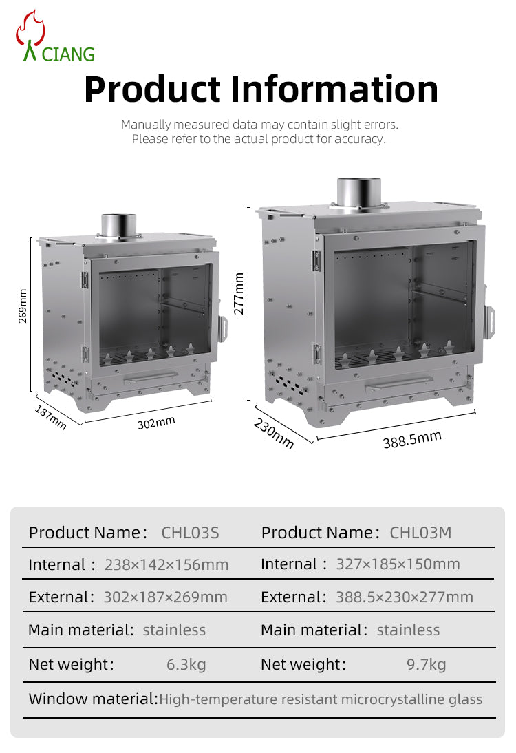 Stainless steel wood-burning camping stove CHL03/S