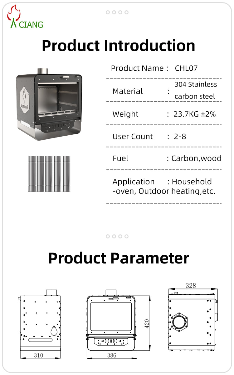 Steel wood-burning camping stove CHL07