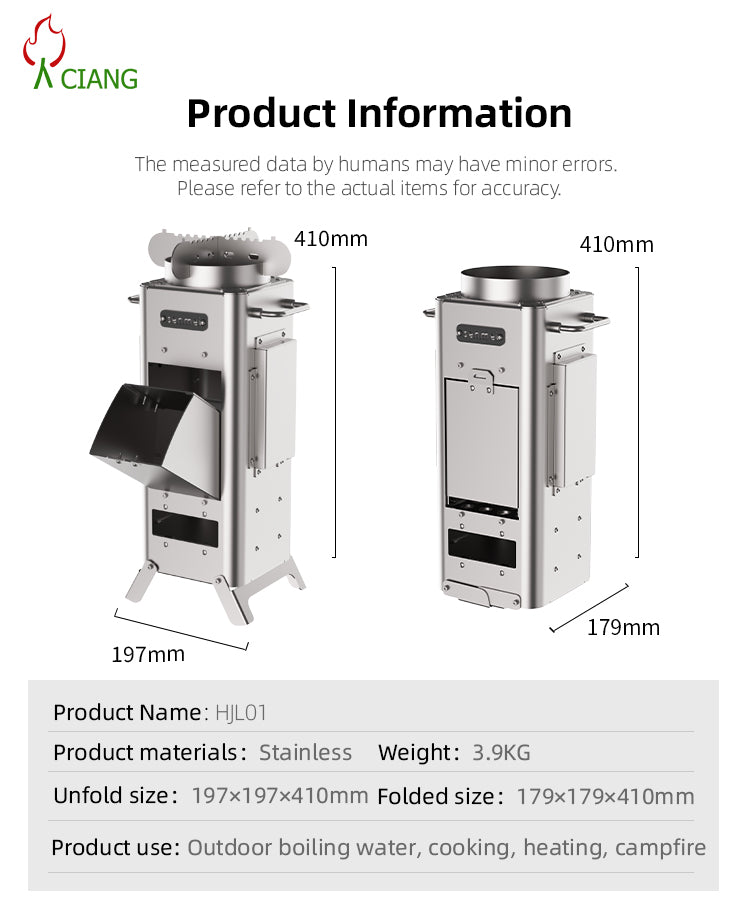 Stainless steel wood-burning camping stove  HJL01