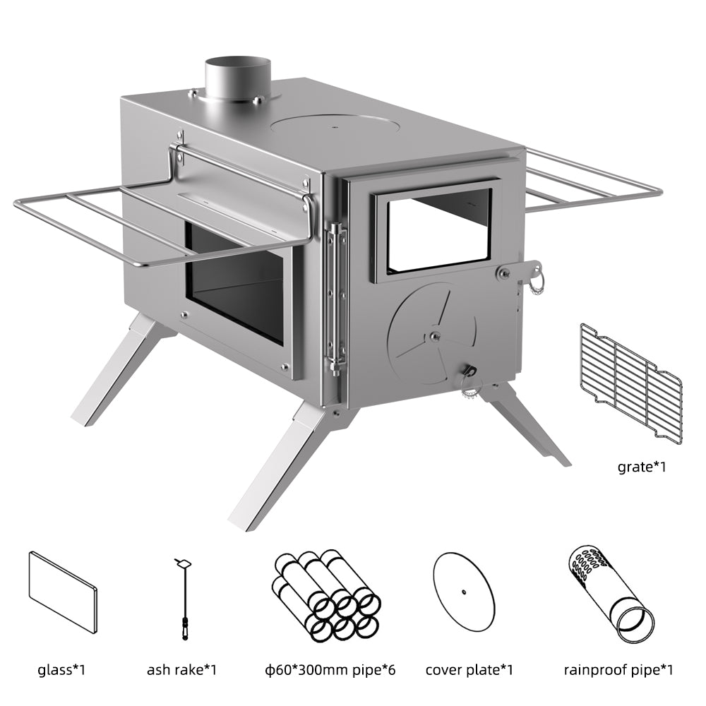 Stainless steel wood-burning camping stove CHL01F2/SS