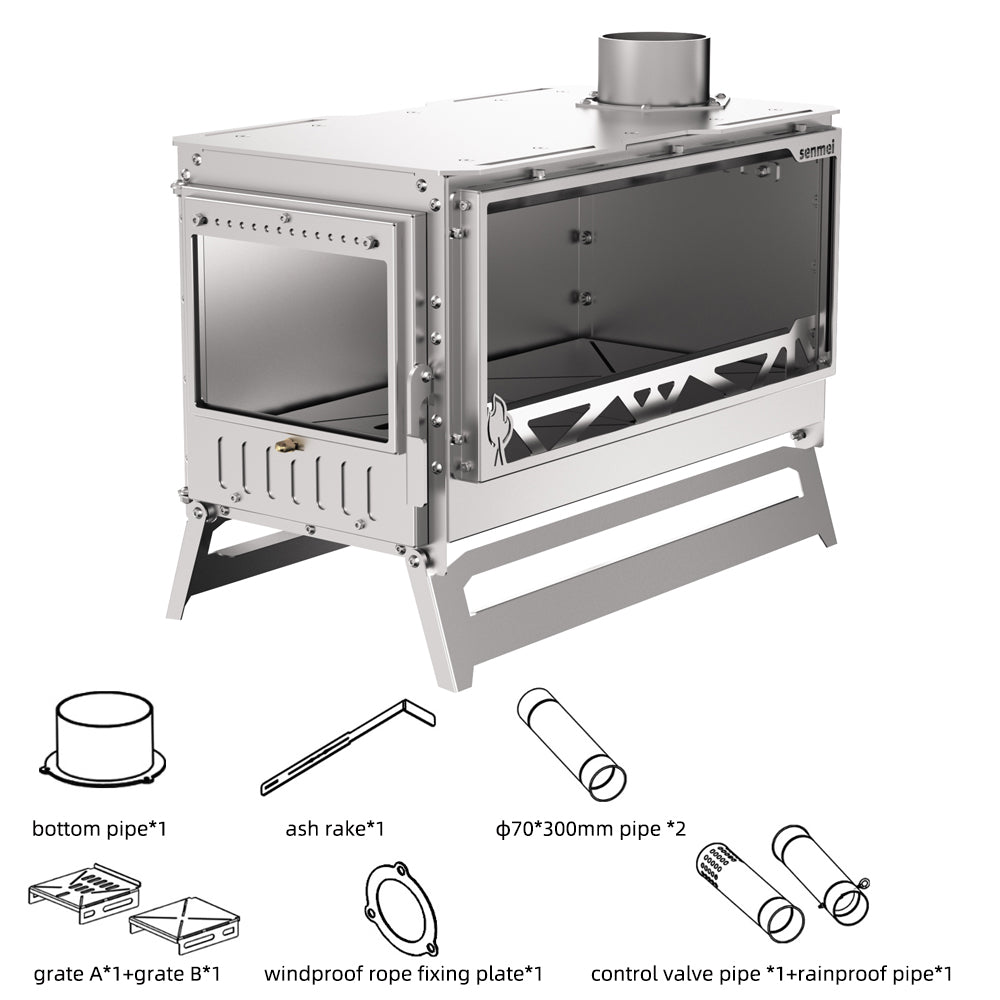 Stainless steel wood-burning camping stove CHL04/L